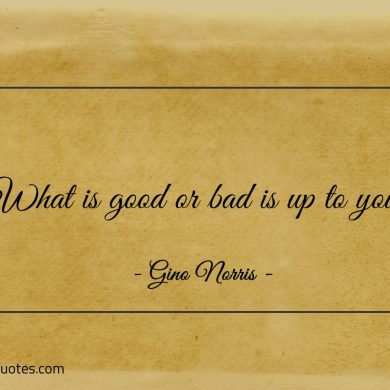 What is good or bad is up to you ginonorrisquotes