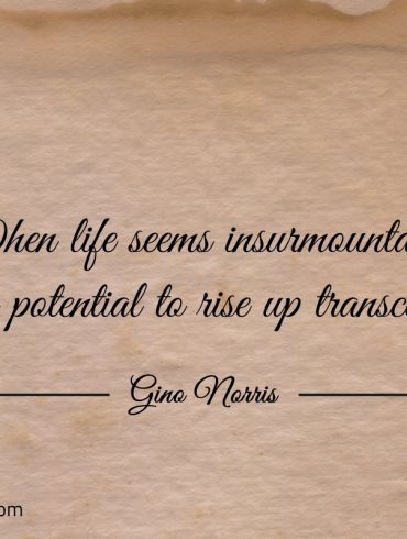 When life seems insurmountable your potential to rise up transcends ginonorrisquotes