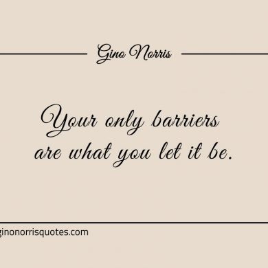 Your only barriers are what you let it be ginonorrisquotes