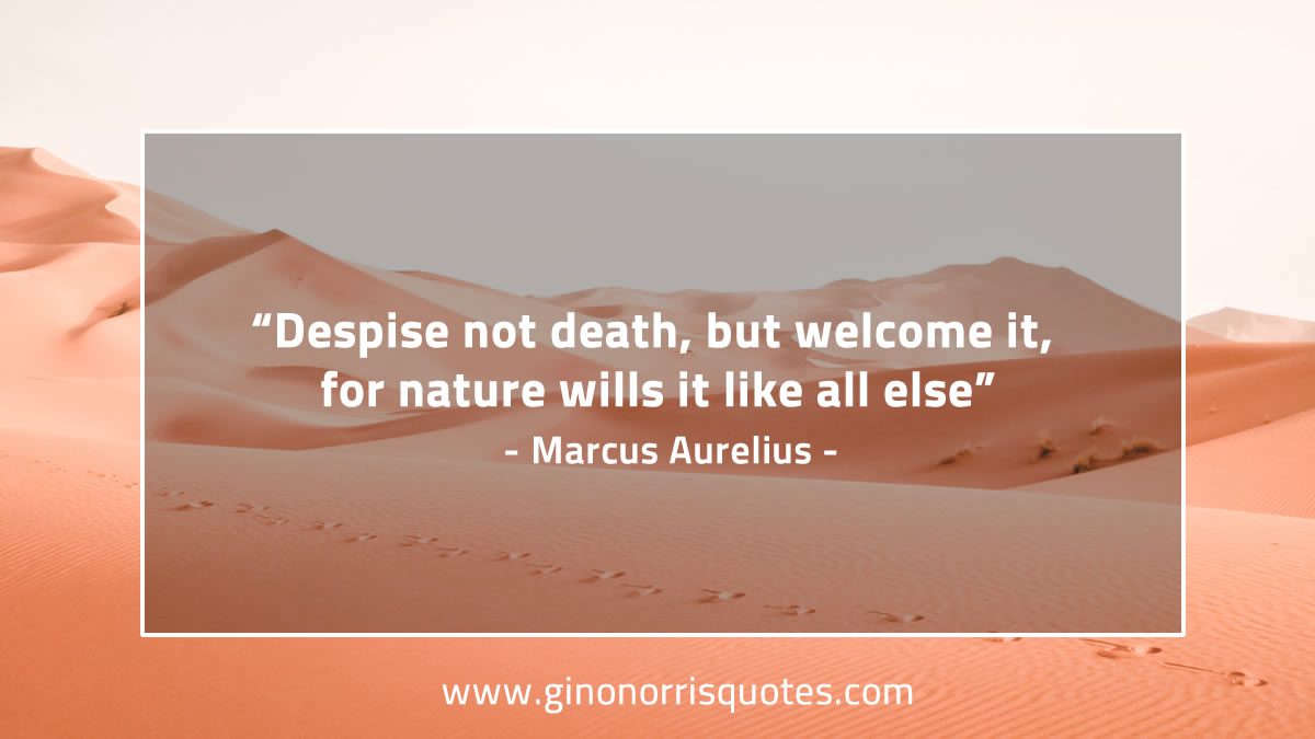 Despise not death but welcome it MarcusAureliusQuotes