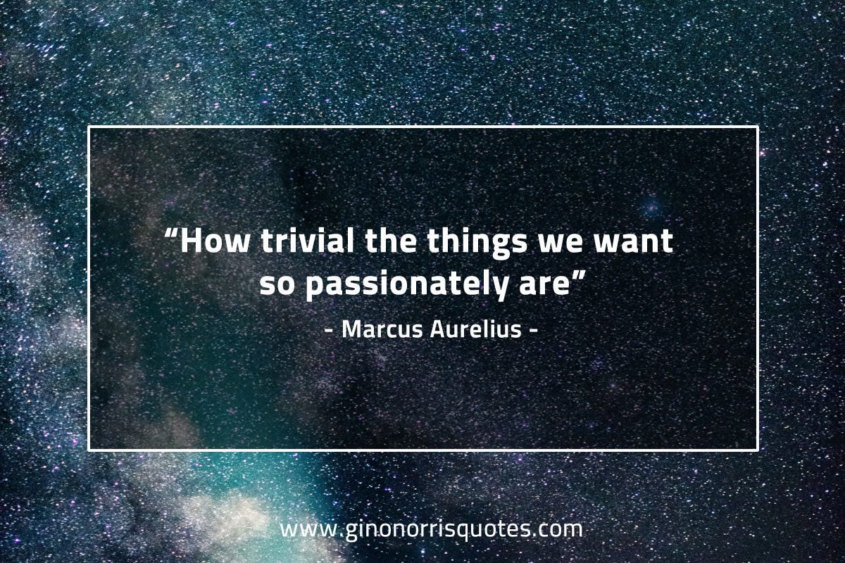 How trivial the things we want so passionately are MarcusAureliusQuotes