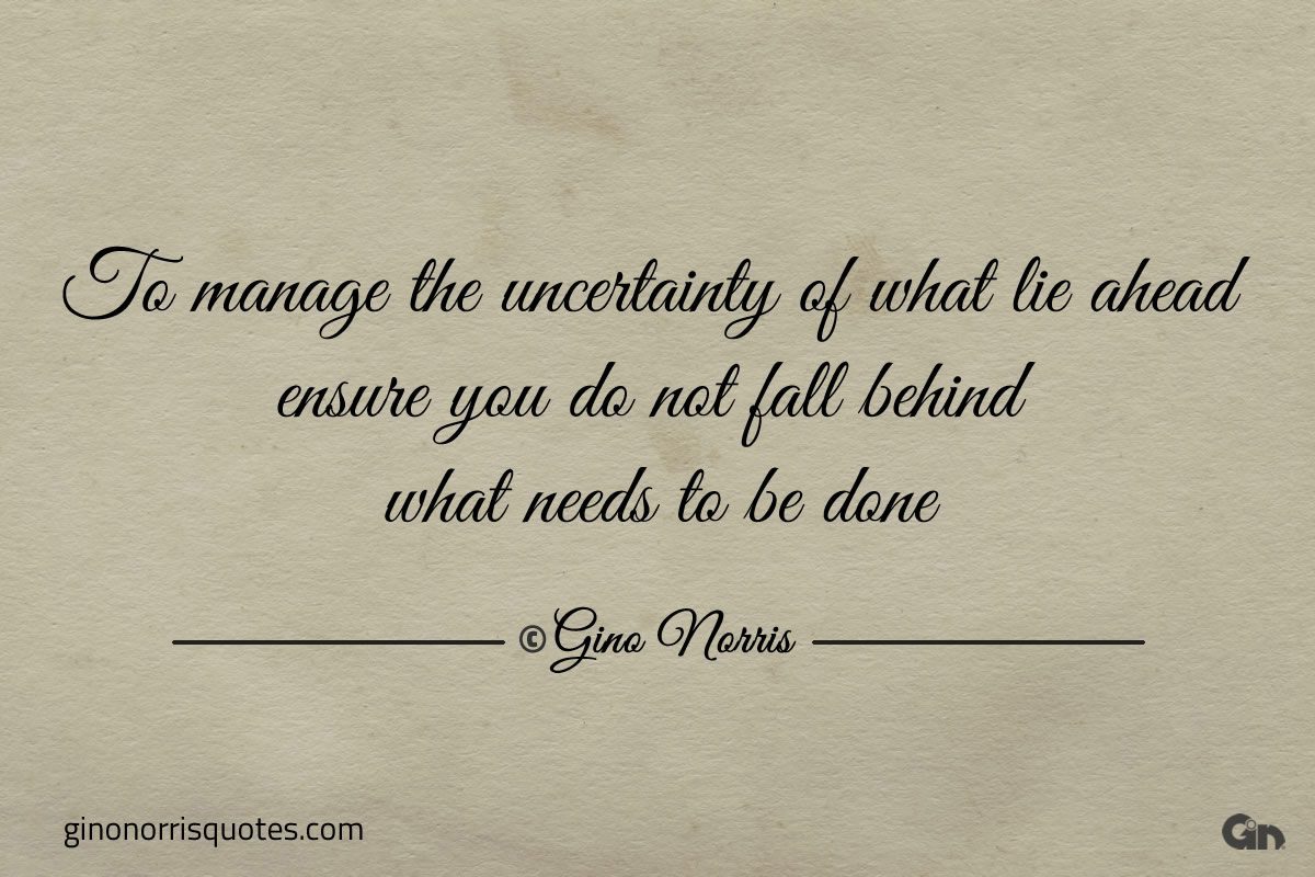 To manage the uncertainty of what lie ahead