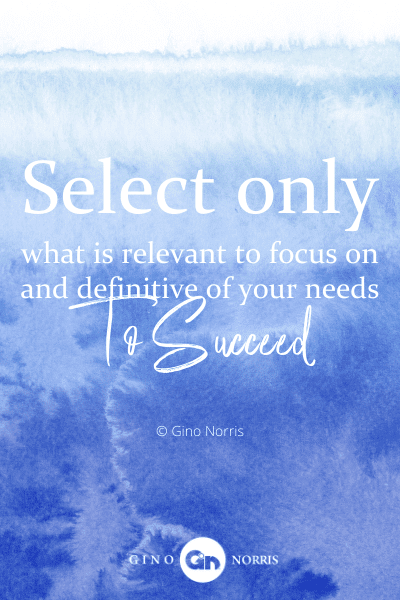 109PTQ. Select only what is relevant to focus on and definitive of your needs to succeed