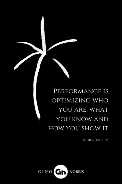 214LQ. Performance is optimizing who you are what you know and how you show it