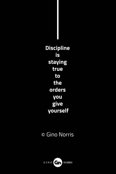 85MQ. Discipline is staying true to the orders you give yourself
