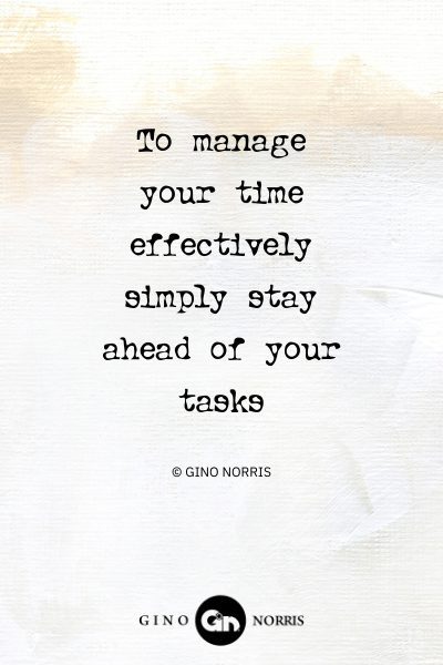 129AbQ. To manage your time effectively simply stay ahead of your tasks